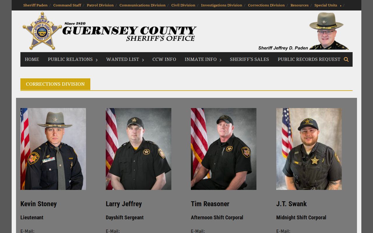 Guernsey County Jail release property and facility information